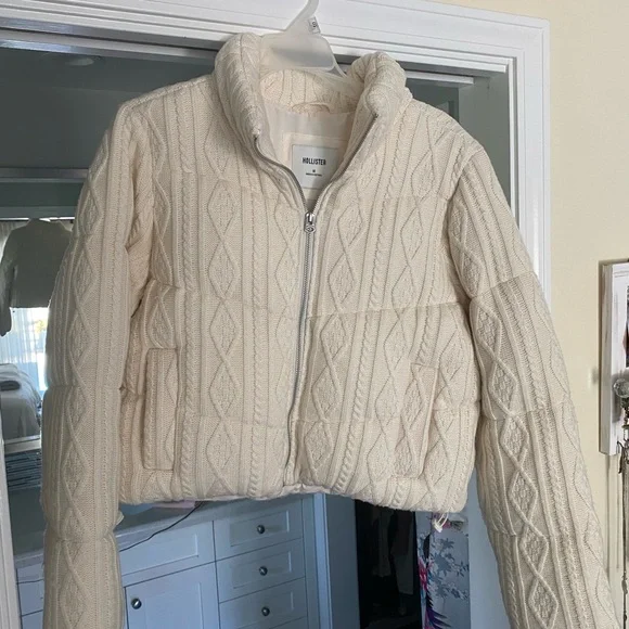 Hollister Jackets Coats Hollister Cream Cropped Puffer